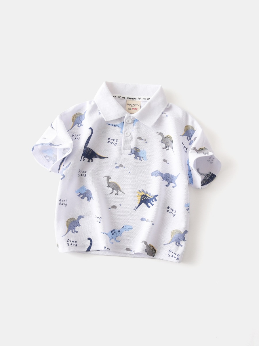 Children's Short-Sleeved T-Shirt 2026 New Summer Style Baby Lapel Top Boys' Dinosaur Polo Shirt Trendy One-Piece Wholesale