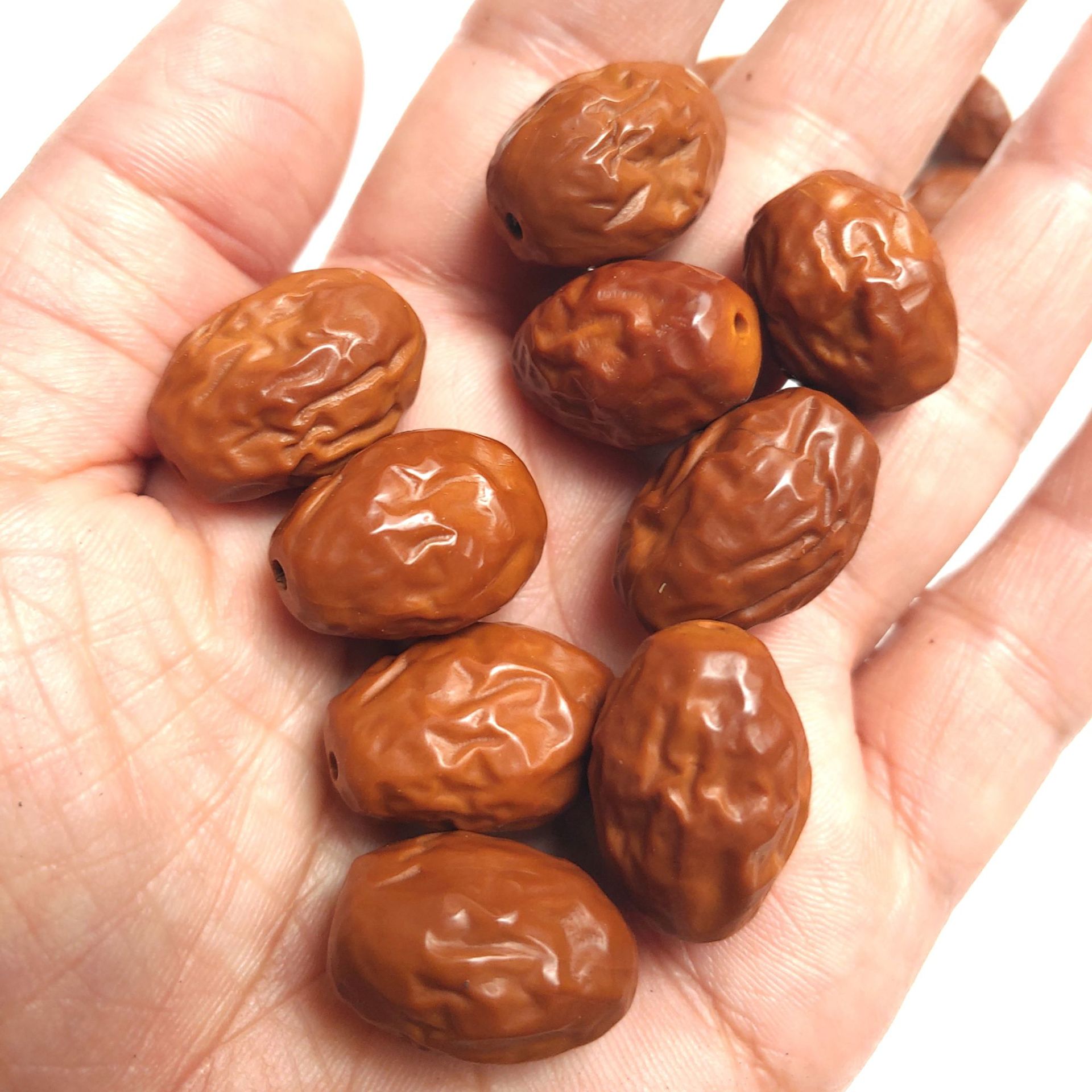 Olive Nuclear Carving Red Jujube Single Light Bead Handstring Long String for Men's and Women's Literature Play DIY Light Bead Accessories