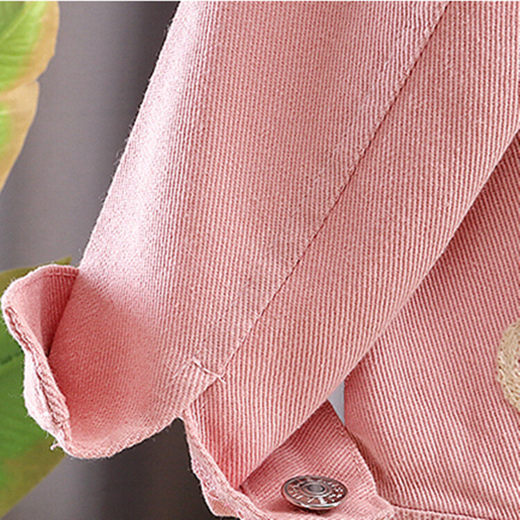 Girls' Coat Spring and Autumn Western Style Children's Cartoon Towel Embroidered Baby Girl's Spring Clothes Jeans