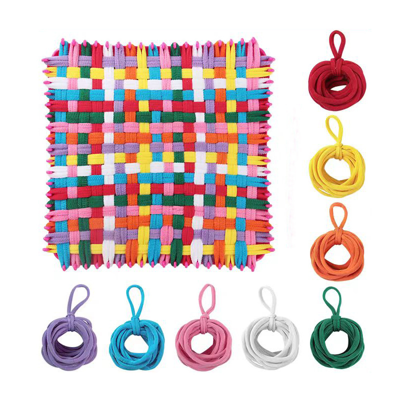 Children's Rainbow Rubber Band DIY Elastic Rope Ring Weaving European and American Coil Loom Creative Coaster Making Set