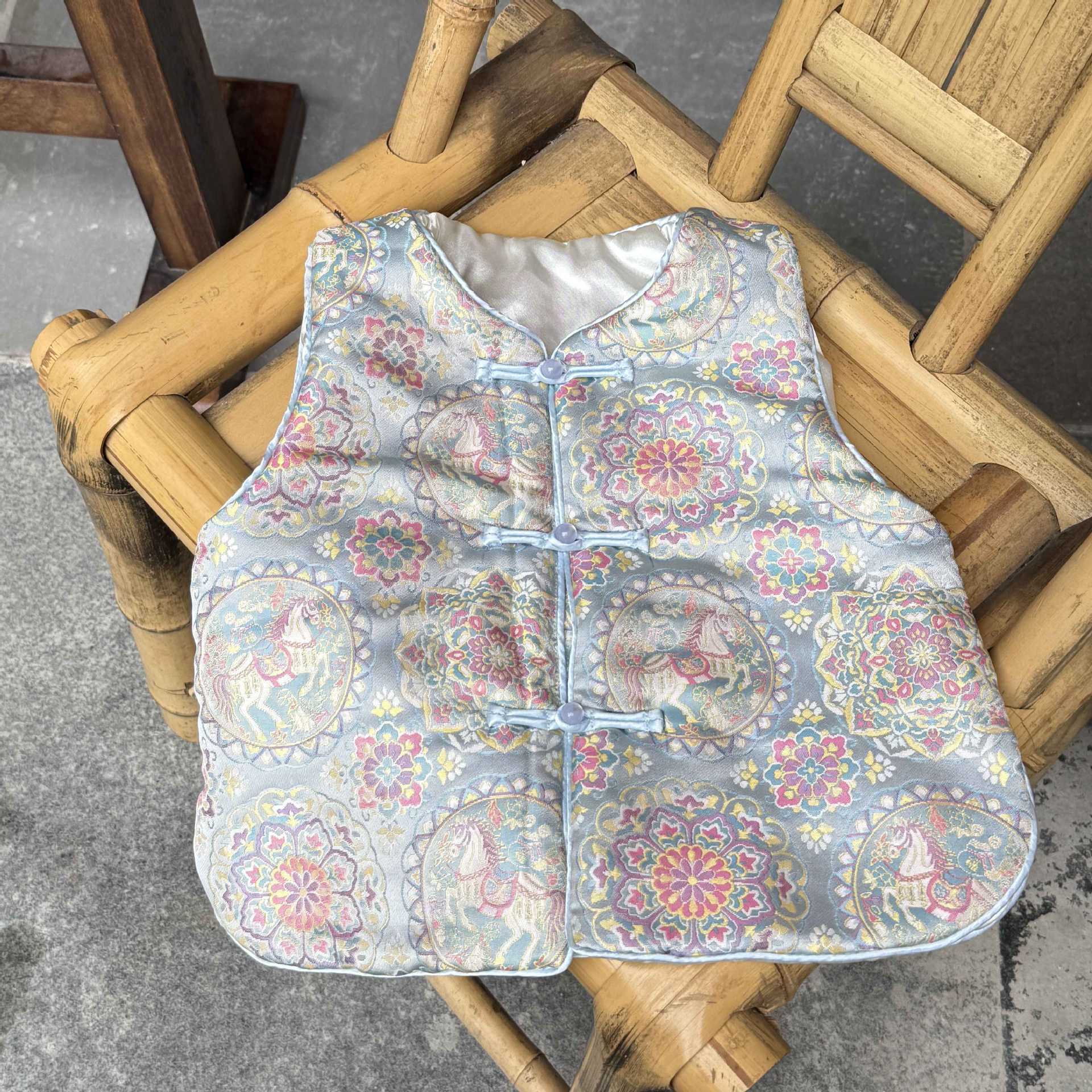 New New Year's Clothing Vest, One-Year-Old Dress, New Chinese Style Imitation Song Brocade Double-Breasted Parent-Child Vest