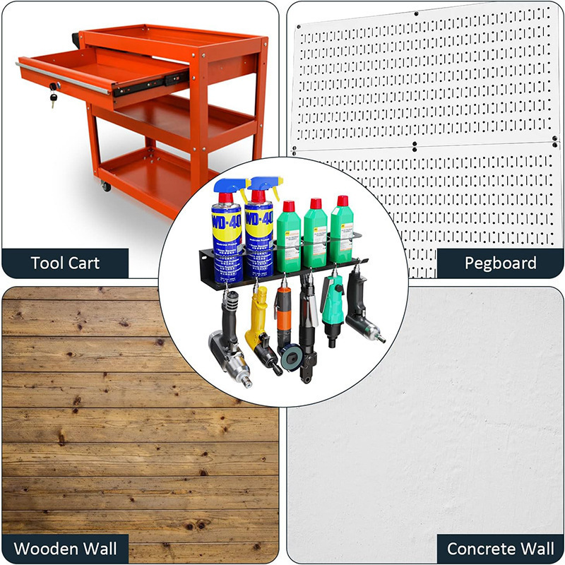 Wall-Mounted Paint Can Storage Rack Black 1-Piece Five-Hole Storage Rack Portable Iron Storage Rack