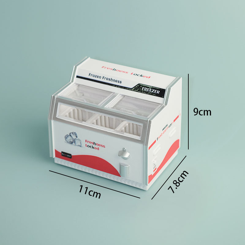 Mini Refrigerator Toy Refrigerator Magnet Supermarket Miniature Horizontal Freezer Play House Ice Cream Toy Ornament Model