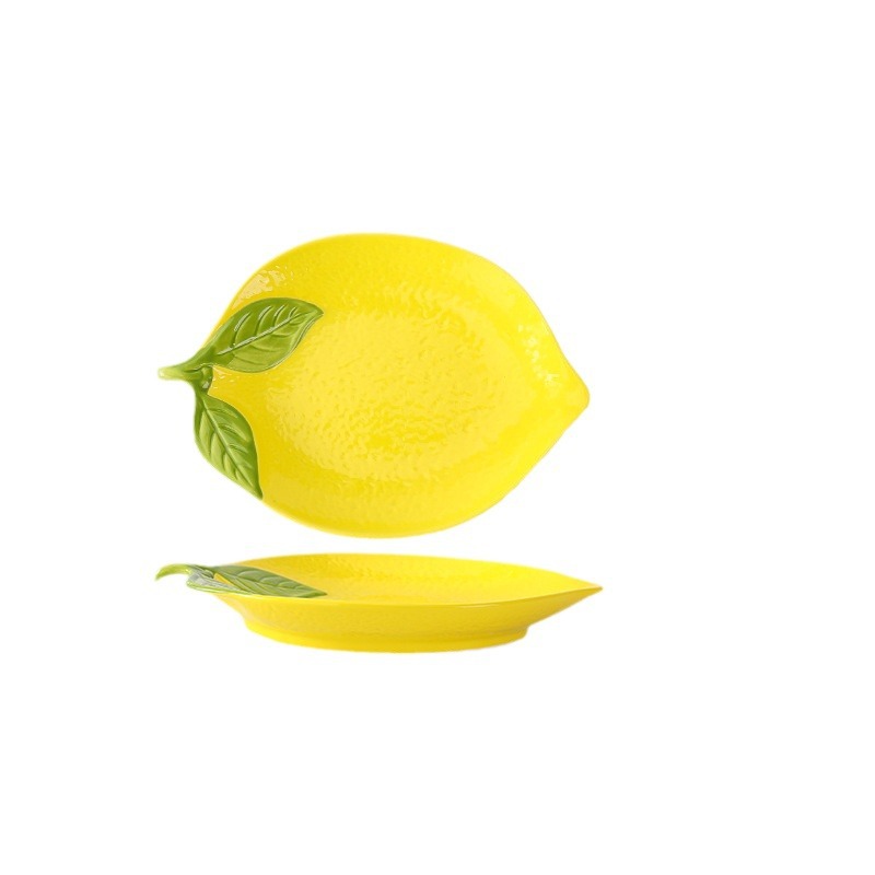 Cartoon cute lemon tableware household creative ceramic high-looking fruit plate salad dessert bowl plate combination