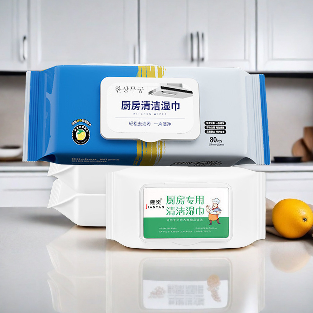 No-Wash Household 80-Piece Kitchen Wipes Disposable Degreasing Range Hood Stove Cleaning Wet Wipes Manufacturer