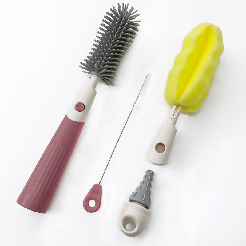 Moon Boat Silicone Baby Bottle Brush Cleaning Brush Set 360 Degree Rotating Brush for Cleaning Baby Bottles Suitable for Newborns