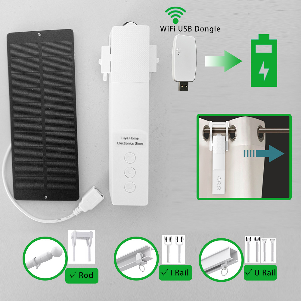 Graffiti wifi or zigbee lithium battery electric curtain companion robot motor smart home free track