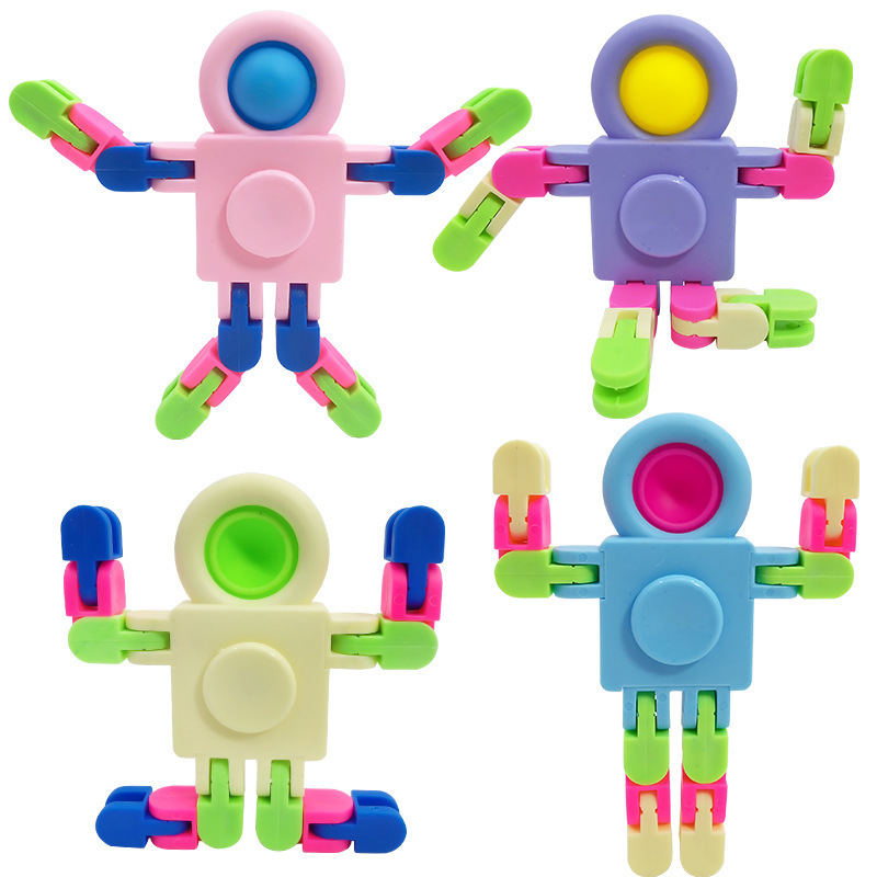 Spaceman gyro chain children's mecha mechanical deformation rotating decompression changeable fingertip gyro robot toy