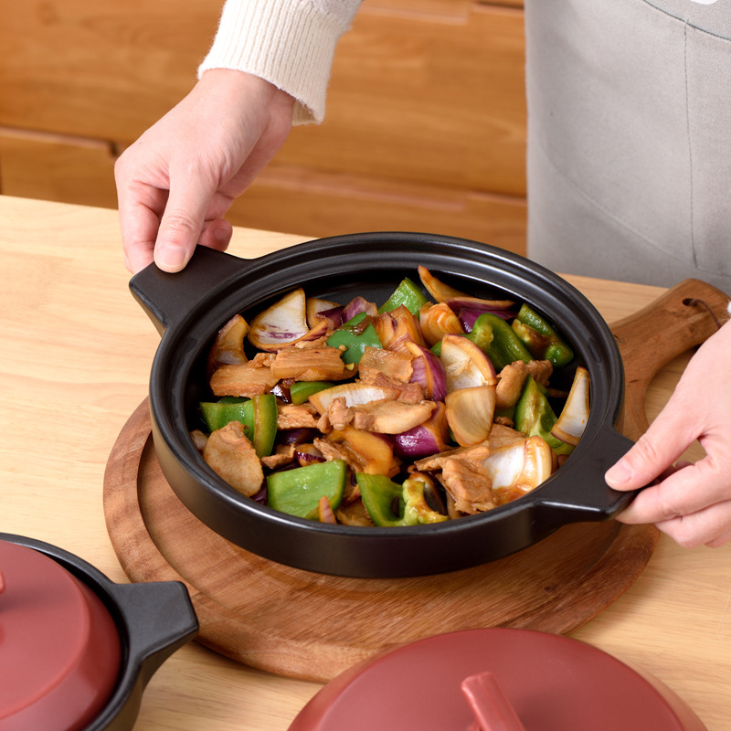 Wholesale Korean-style ceramic dry pot special pot commercial rice large capacity dry casserole fish head pot shallow mouth casserole