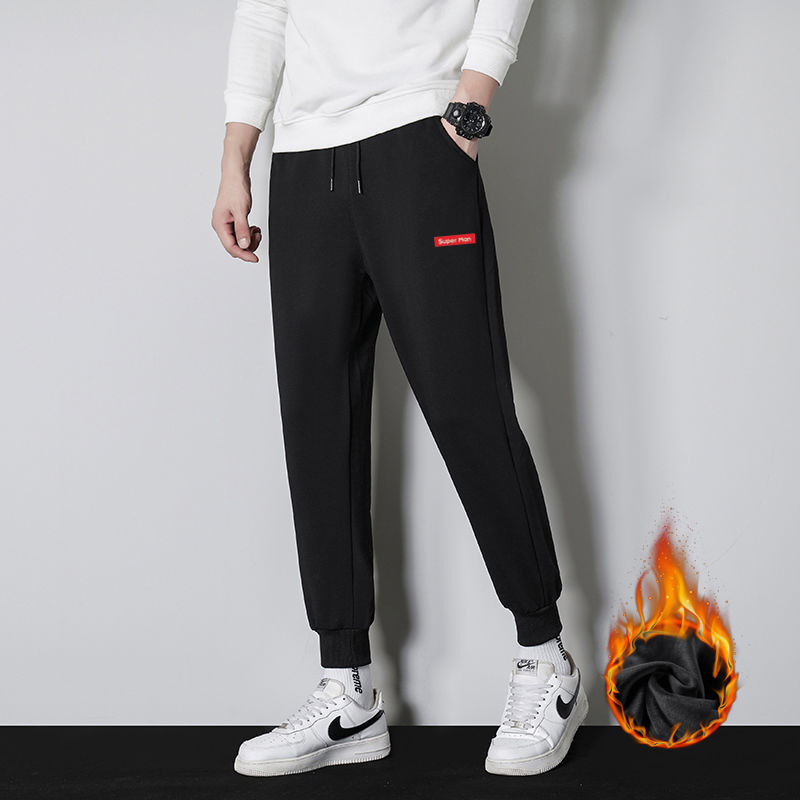 Autumn and Winter Velvet Men's Casual Pants Korean Style Harem Pants Plus Size Loose Men's Pants Leggings Pants Men's Sports Pants
