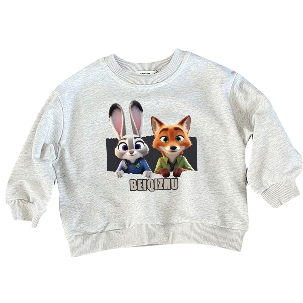 Fleece-Lined Sweatshirt for Boys and Girls, Autumn and Winter 2026 New Model, Zootopia Cartoon Anime Casual Warm Top