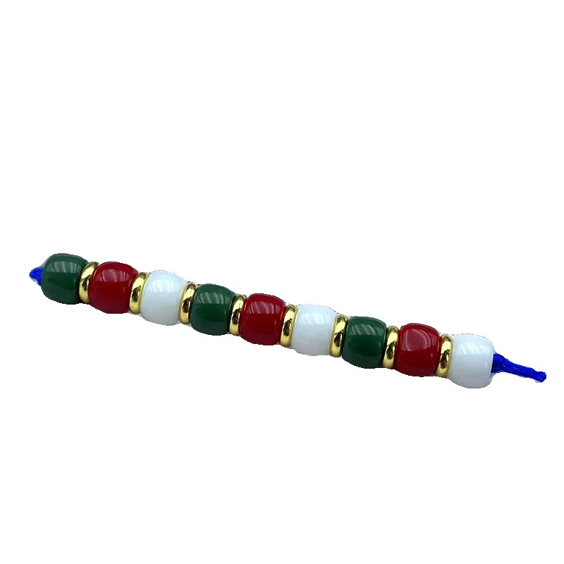 Xizang-Style Sherpa Glass Rainbow Beads, Passion Seed Coconut Beads, Multi-Color Barrel Beads, Universal Shaft, Buddhist Beads, Red Spacer