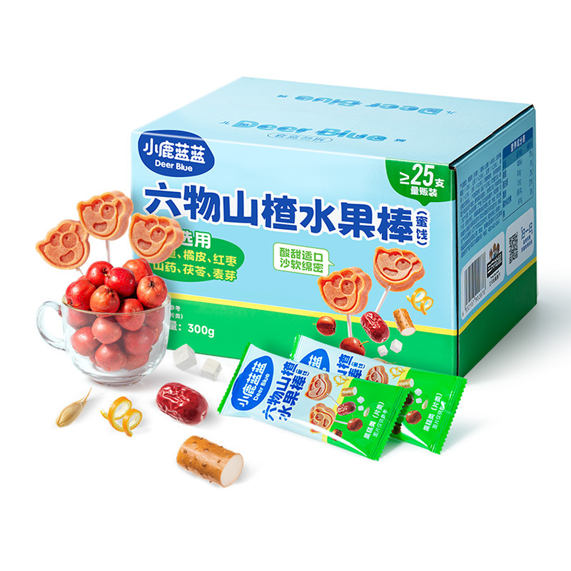 Fawn Blue Blue Six-substance Hawthorn Fruit Stick Children's Nutrition Hawthorn Stick Chinese Yam Poria Dried Fruit Snacks