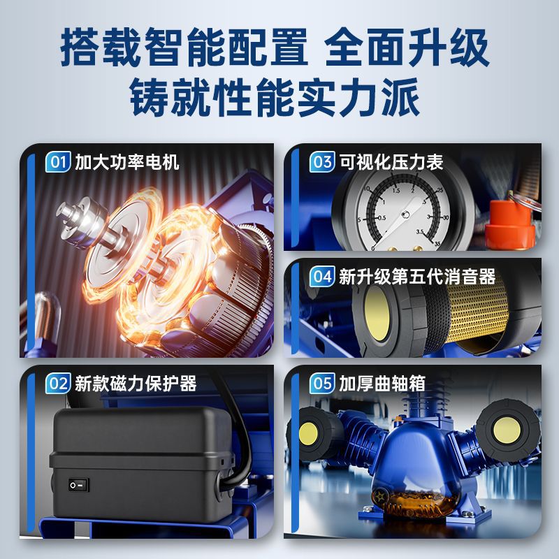 Industrial Grade Air Compressor Large 380V High Pressure Air Pump 220V Small Air Compressor Auto Repair Spray Paint Air Pump