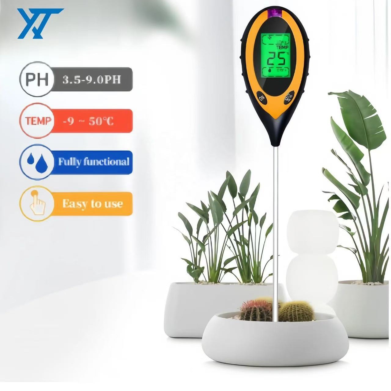 Soil detector humidity ph sensor thermometer pH land flowerpot plant test light nutrient