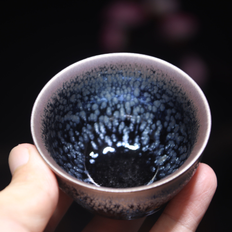 Tea Cup with Original Mineral Iron Base, Jianyang Shuji Oil Drip Rabbit Hair Small Cup, Wholesale Tea Set Master and Guest Cups