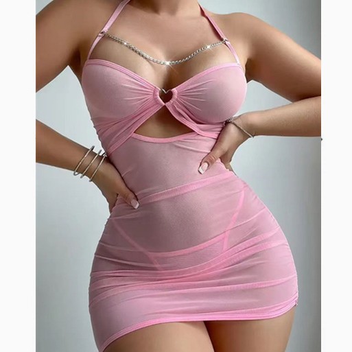 New cross-border foreign trade Amazon perspective sexy mesh underwear chain nightgown thong passion suit