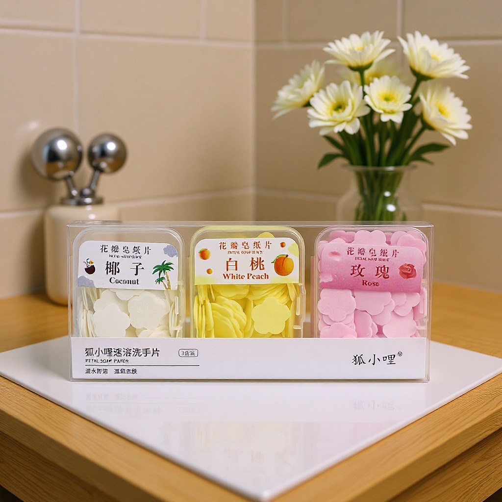 Disposable Portable Hand Soap Tablets for Students, Outdoor Soap Tablets, Travel Mini Petal Soap Tablets, Boxed Customization Wholesale