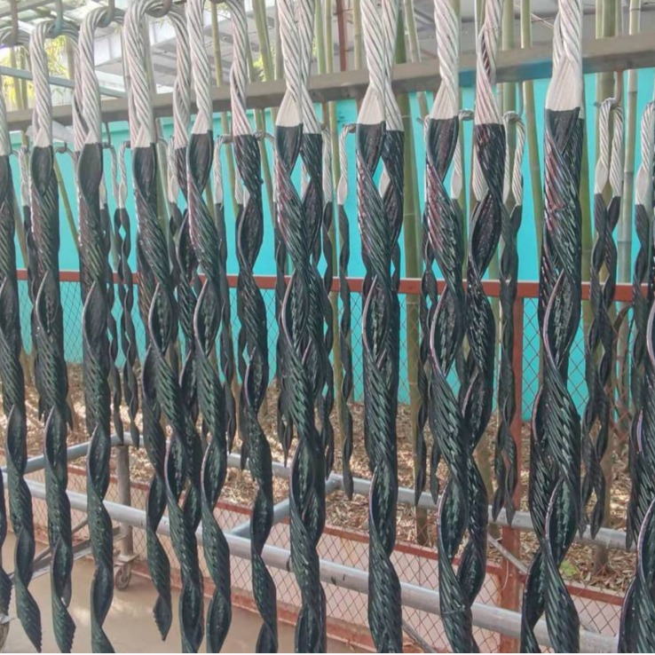 Spiral Pre-Twisted Wire Insulator Pre-Twisted Wire Insulated Conductor Tension Clamp Hot-Dip Galvanized Steel Neoprene Coated Pre-Twisted