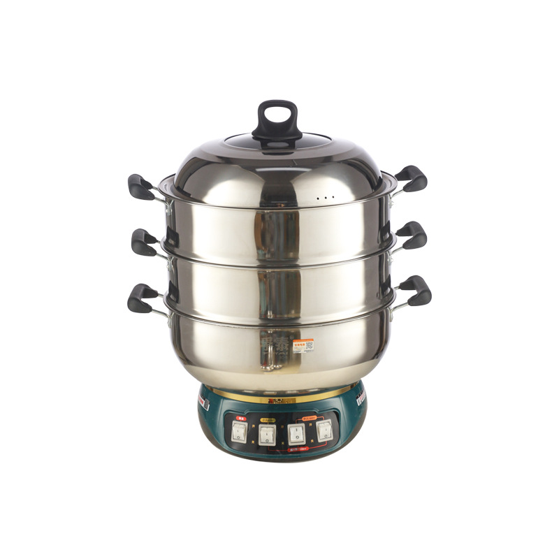 Multi-functional Electric Heating Pot Household Electric Steamer Uncoated Water Dry-off Electric Cooking Pot Electric Hot Pot High-power Steaming Steamed Bread