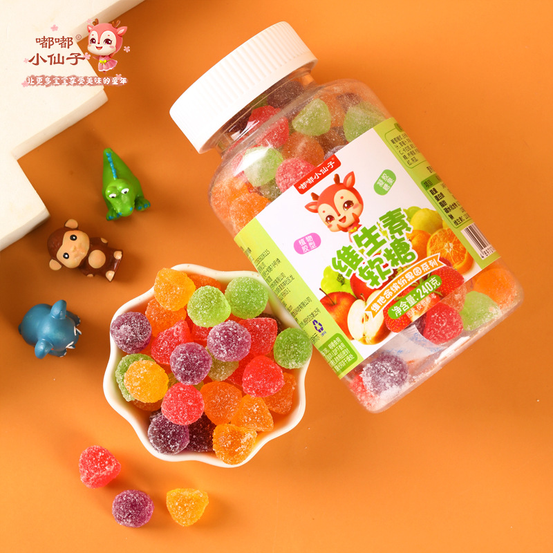 Dudu Little Fairy Large Jar Vitamin Juice Gummy Candy 240G/Bottle Snack Gummy Candy Small Snack Vitamin C Treasure