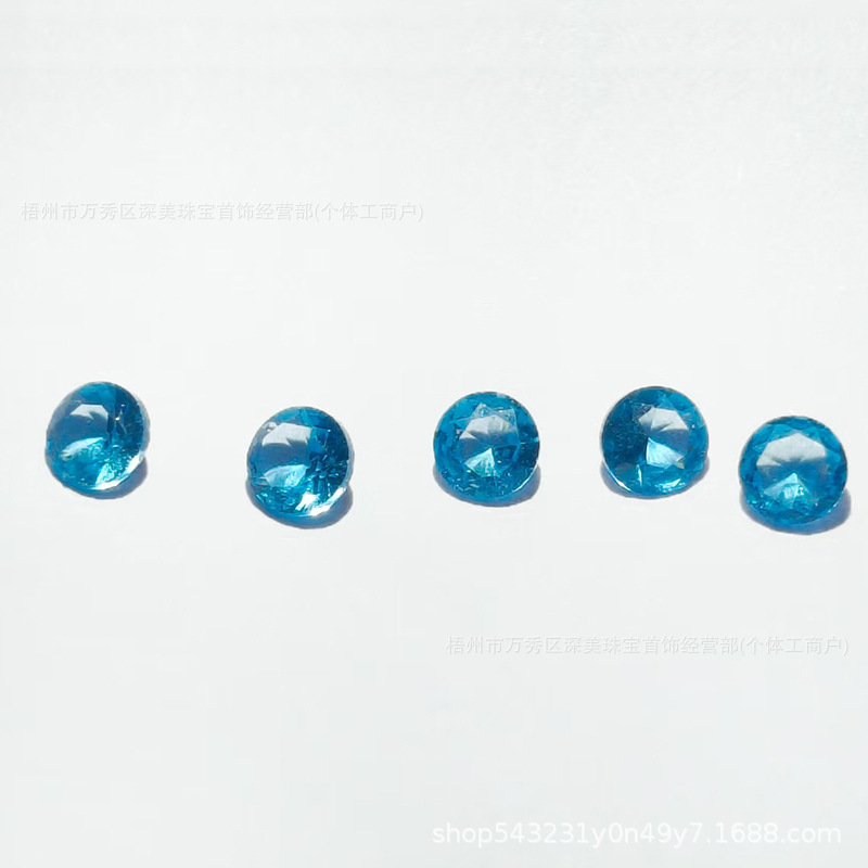 Factory Direct Sales Round Sea Blue Nano 1208 # Loose Stone Artificial Nano Cultivated Loose Stone Sapphire Accessories