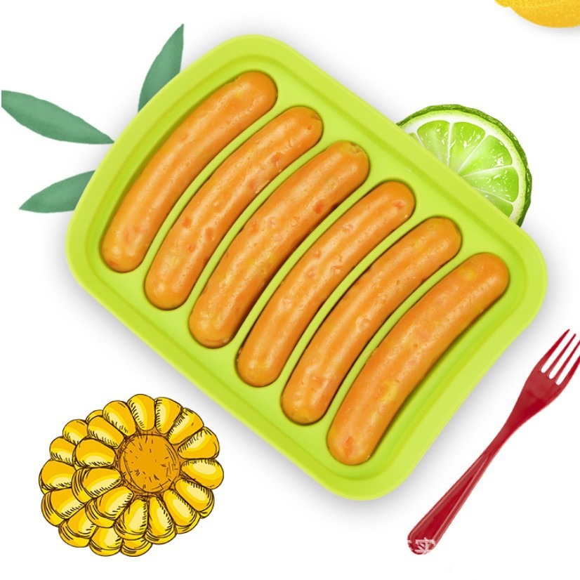 Silicone Tool Kitchen Utensils 6-Link Hot Dog Box Baby Food Supplement Household Sausage Mold Ham Sausage Rice Cake Mold
