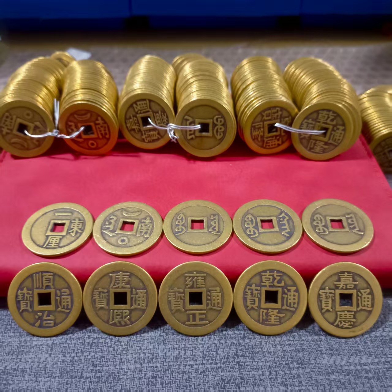 3.2cm Thickened Brass Five Emperors' Coins Loose Coins Kangxi Pressed Threshold Qiandao Jia Coins Home Three Emperors Ornaments