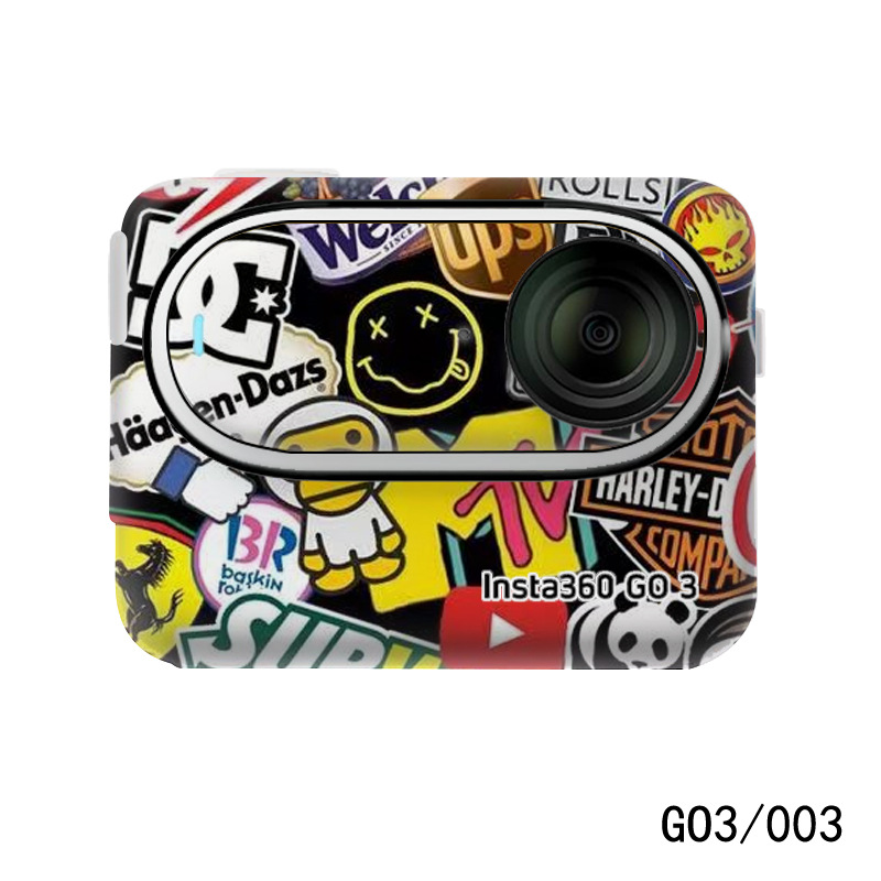 insta360 go3 sticker Shadow Stone go3 sports camera protective film all-inclusive film color stickers without leaving glue