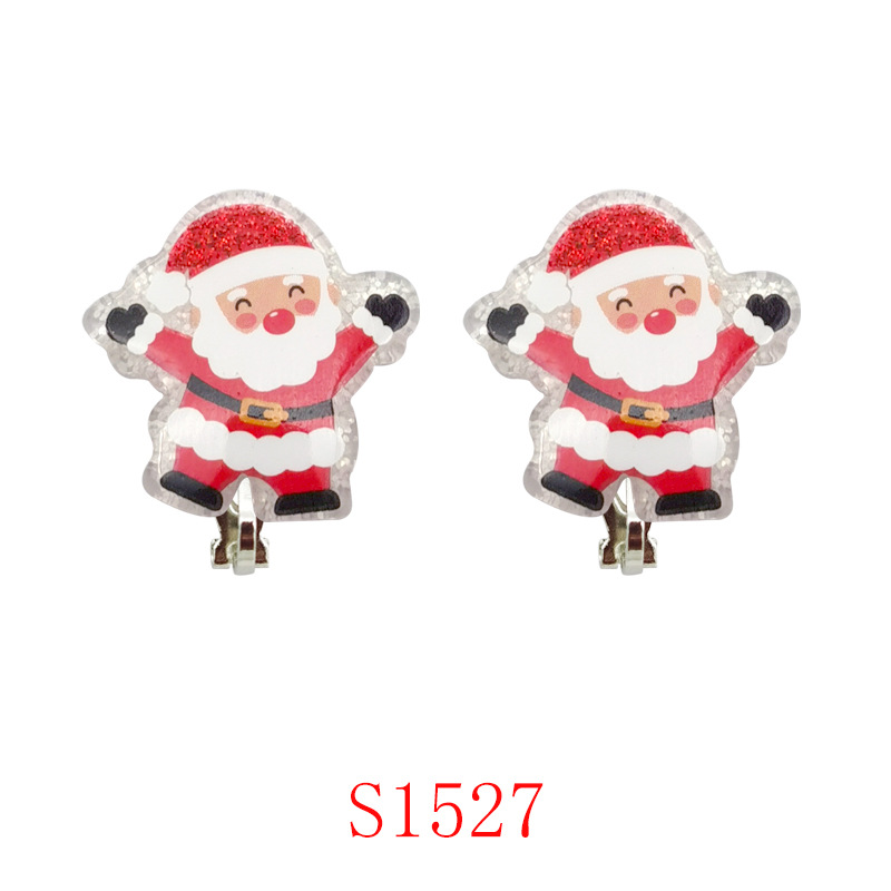 [Can] New Cartoon Children's Christmas Anti-Pain Ear Clip Little Girl Santa Claus Snowman No Piercing Ear Clip