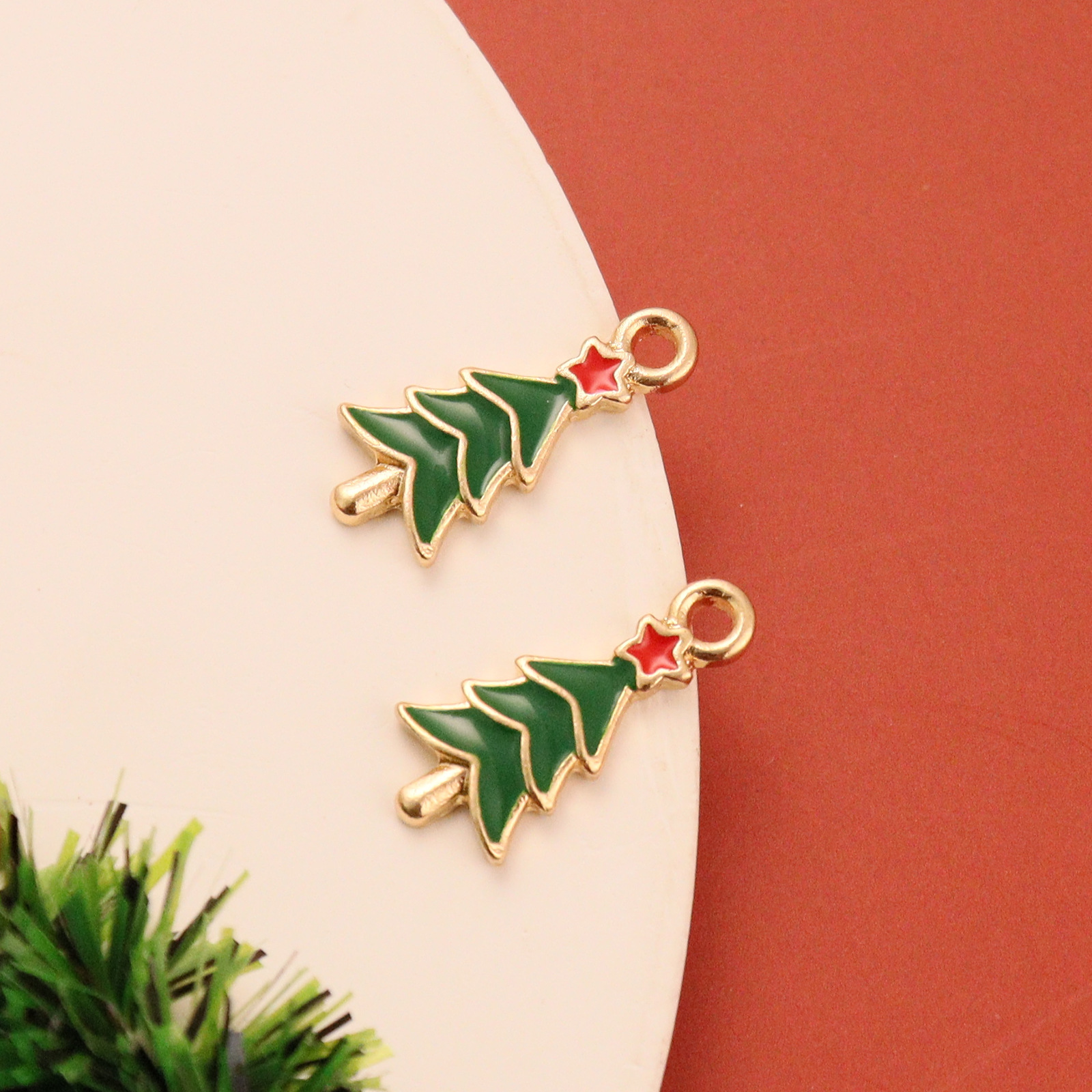 Christmas diy alloy accessories drop oil cartoon headdress earring key chain pendant accessories Santa Claus