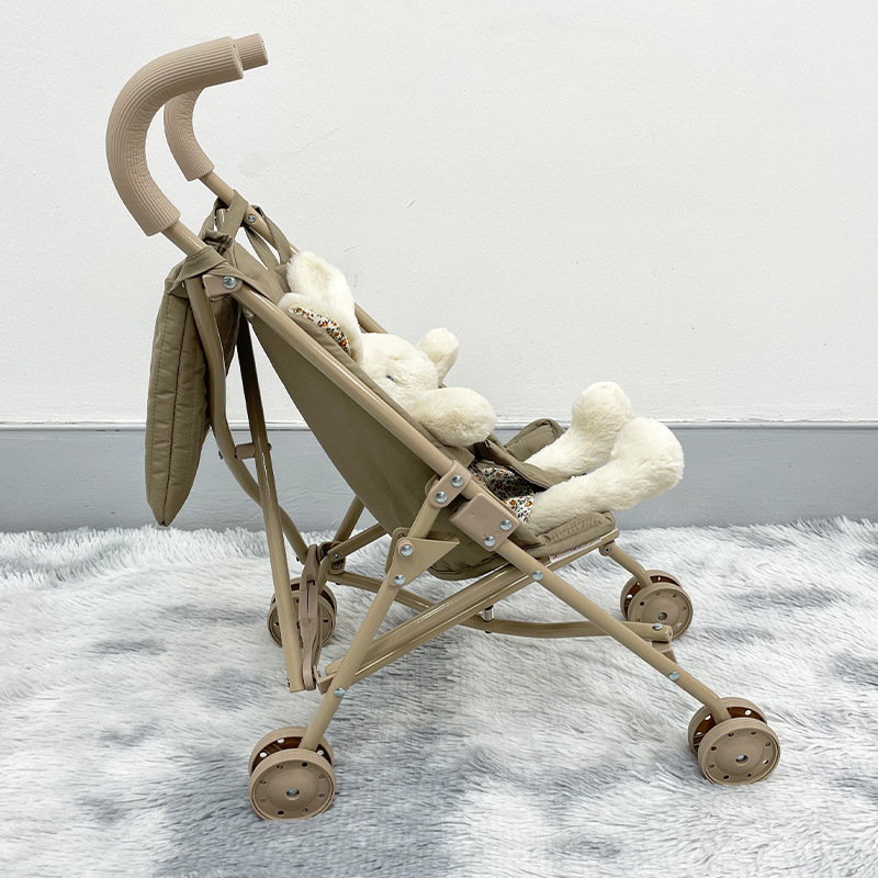Cross-Border New Product Hot Sale High-End Artificial Baby Stroller Neutral Ins Style Gray Green Toy Doll Stroller