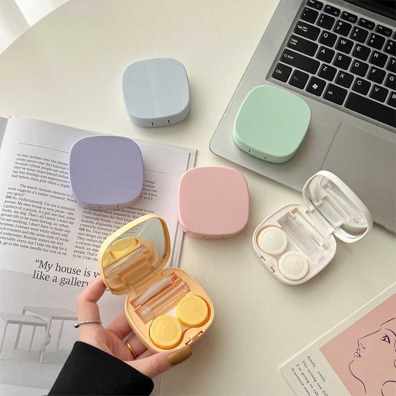 Простой контактный контейнер в стиле Ins, герметичный, высококачественный, красивый контейнер для зрачков, портативный компактный двойной контейнер с зеркалом