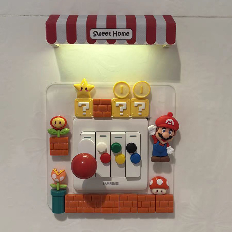 Mario Stereo Lever Switch Sticker Frame Cover Cute Creative Acrylic Socket Decoration Cover Ugly Protective Cover