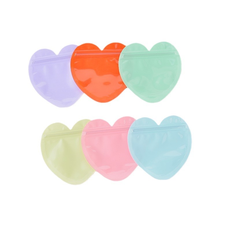 PVC Heart-Shaped Jewelry Small Bag Macaron Love Self-sealing Bag Gift Shaped Sealed Bag