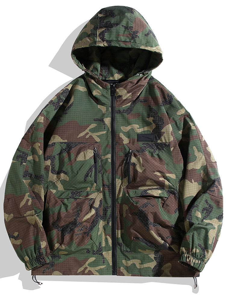 New Camouflage Hooded Workwear Functional Trendy Brand Camouflage Casual Jacket Plus Fat Plus Size