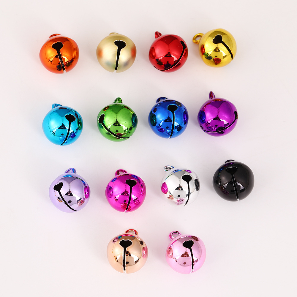 Color Vacuum Plating Bell DIY Pet Collar Metal Bell Pendant Handmade One-word Open Round Bell