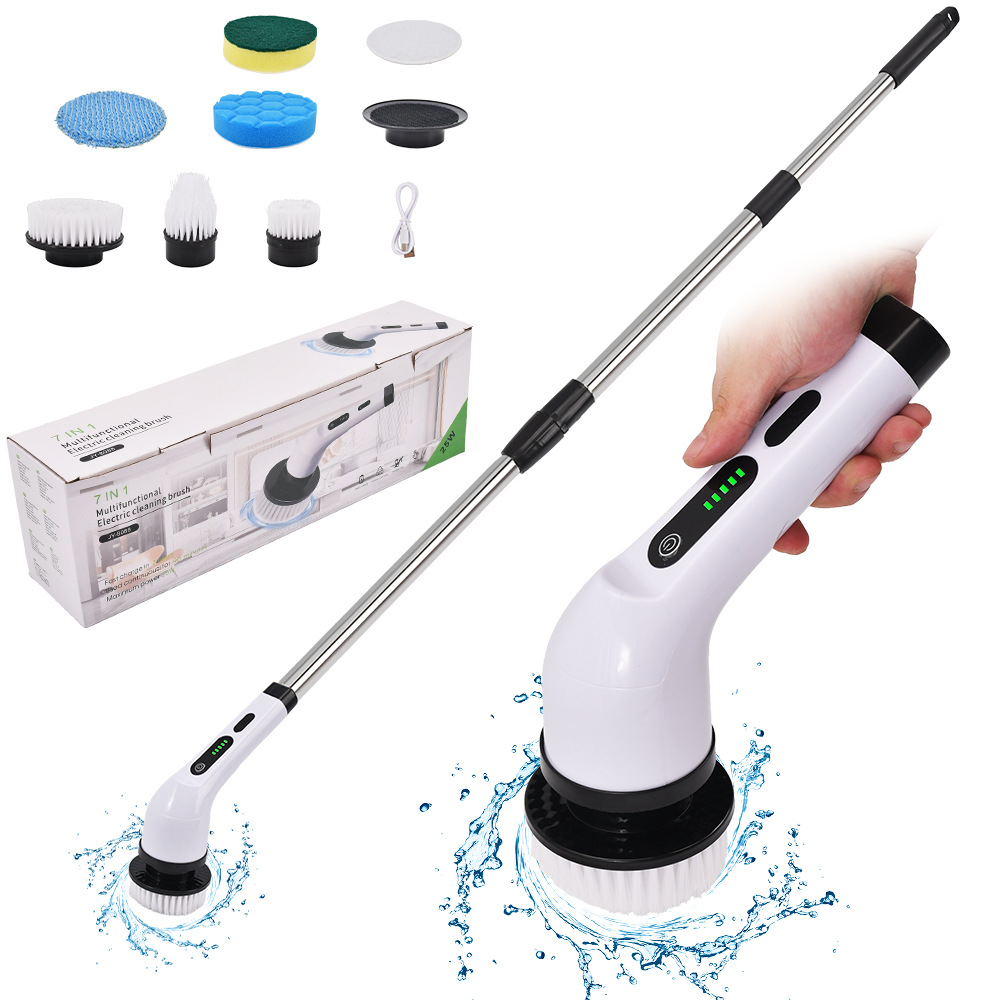 Cross-Border Multifunctional Electric Cleaning Brush Nine-In-One Bathroom Glass Long and Short Adjustable Dual-Purpose Brush Household Cleaning Artifact
