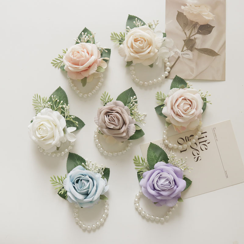 Korean-style Western-style Wedding Supplies Guest Banquet Celebration Wedding Corsage Simulation Flower Rose Flower Sister Wrist Flower