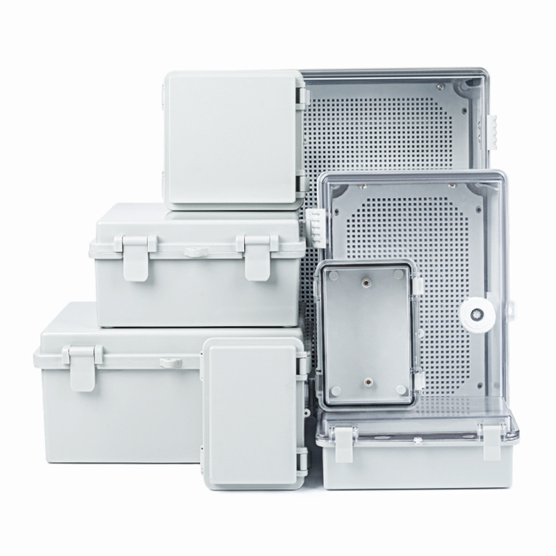 Mg Outdoor Waterproof Junction Box with Flip Cover, Plastic Distribution Box, Transparent Base Box, Outdoor Rainproof with Base Plate