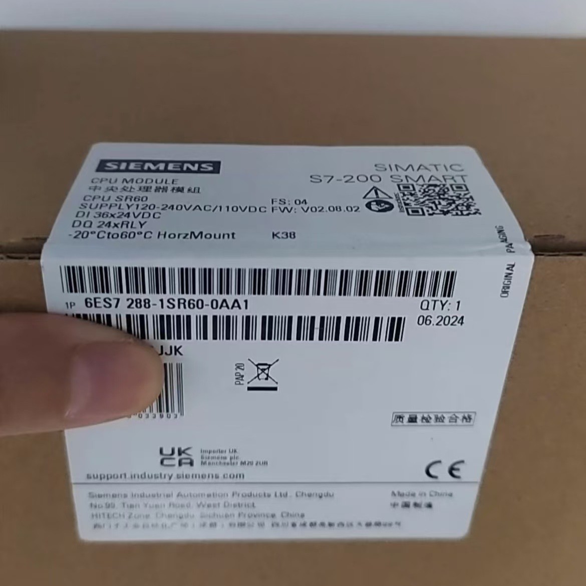 6Es7288-1Sr60-0Aa1 Siemens S7-200Smart Cpu Module 6Es7288-1Sr60-0Aa0