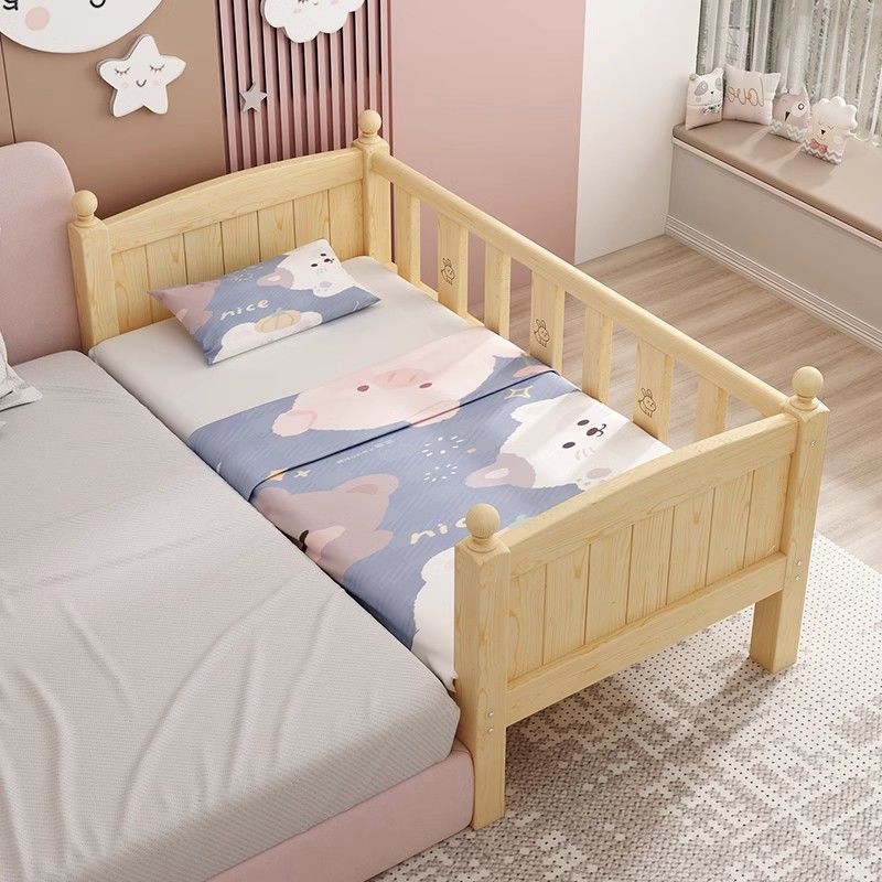 Solid Wood Children's Crib Plus Extra Wide Bed for Girls and Boys Single Bedside Baby Crib with Guardrail Splicing Wholesale