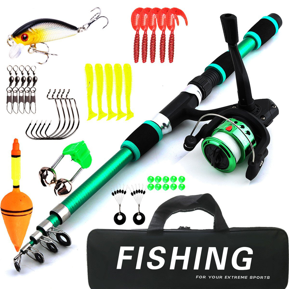 Комплект ультракороткой удочки 1.8 метра для детей, комплект рыболовных снастей, международная распродажа на Amazon TEMU AliExpress