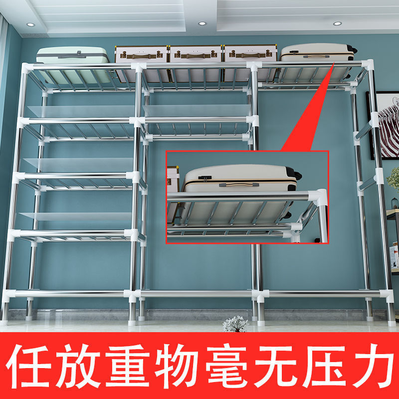 Simple Cloth Wardrobe Rent House Steel Pipe Bold Wardrobe Household Bedroom Multi-Layer Storage