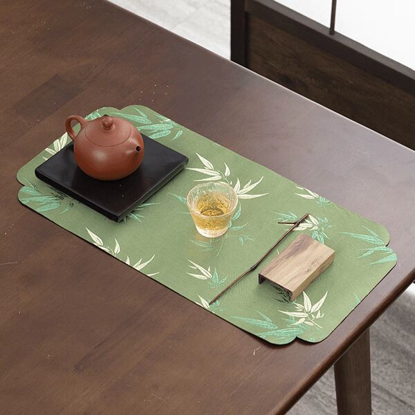 Bamboo Shadow Dry Tea Mat Cloth Chinese Tablecloth Absorbent Tea Towel Mat Pure Cotton Rag Tea Set Accessible Luxury Cover Cloth Tea Cloth