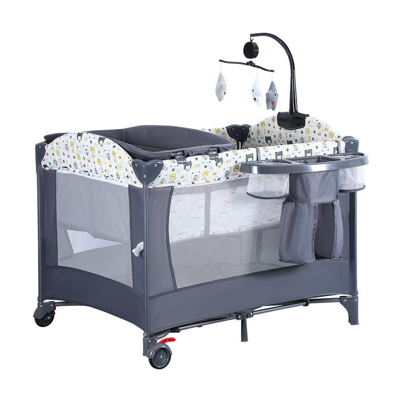 Lifting and Folding Crib Can Be Spliced with Large Bed, Multifunctional Bedside Bed, Newborn Baby Game Bedside Bed Wholesale