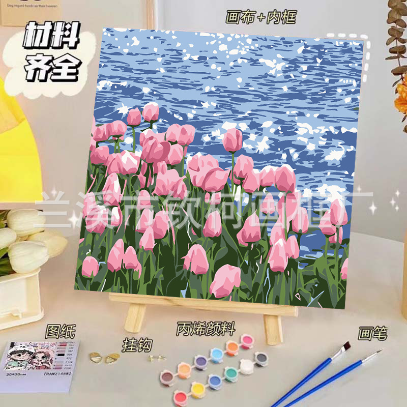 Factory wholesale oil painting cross-border Amazon diy hand painting foreign trade rose landscape butterfly digital oil painting