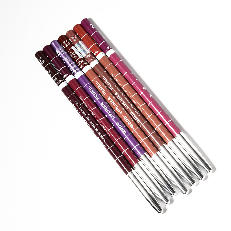 Cross-Border Aliexpress Best-Selling Shadow Lip Liner Small Batch Black Rose Nude Brown Red Eyebrow Pencil Eyeliner 28 Colors Wholesale