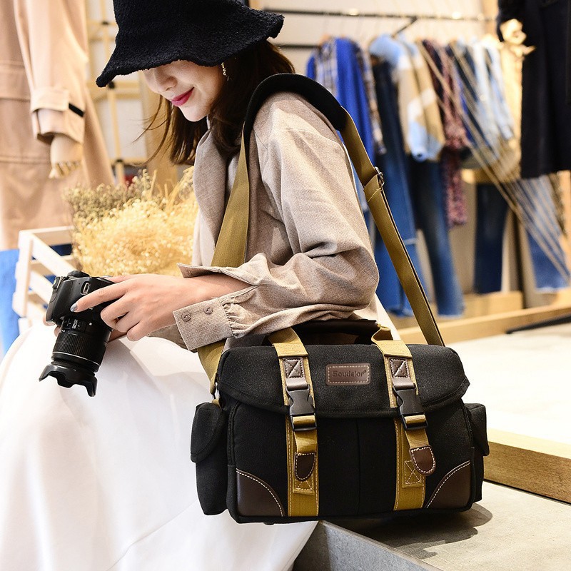 Slr Camera Bag New Canvas Shoulder Bag Equipment Crossbody Fishing Light Bag Light Bag Manufacturer Wholesale Photography Bag