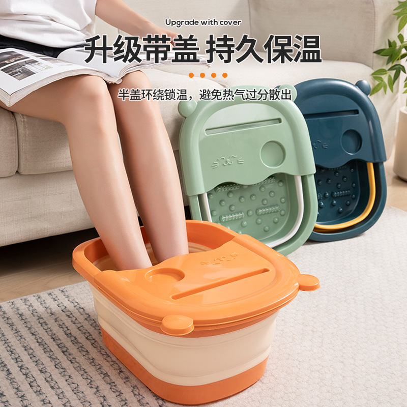 Foldable Foot Tub Household Foot Massage Foot Soaking Artifact Foot Washing Basin Deepens Space-saving Foot Soaking Bucket Wholesale